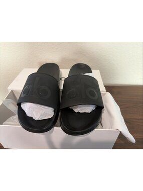 Alo Yoga The It Slide 2 Black Slides Womens Size 9 NIB W7108R New In Box